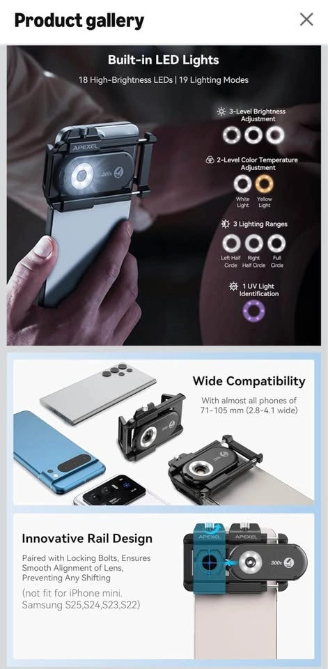 APEXEL 3-in-1 Phone Microscope Lens Kit - photo 3