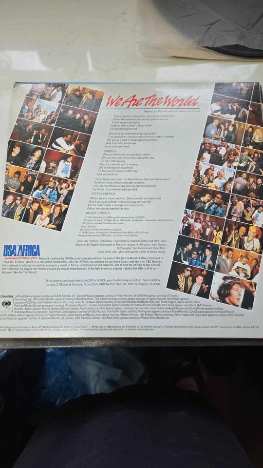 We Are The World 12 inch single - photo 2