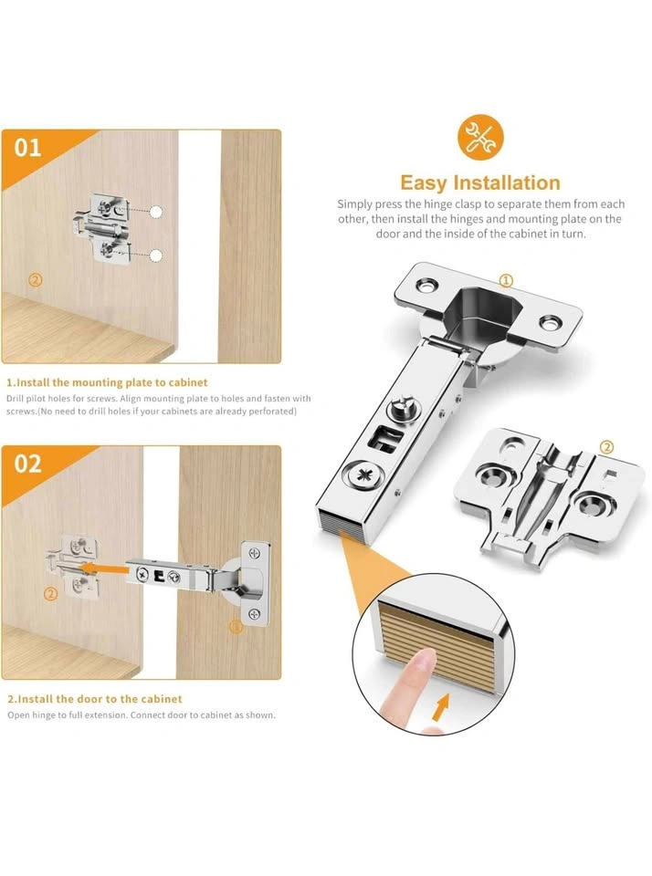45mm Soft Close Cabinet Hinges for Frameless Cabinets - photo 3