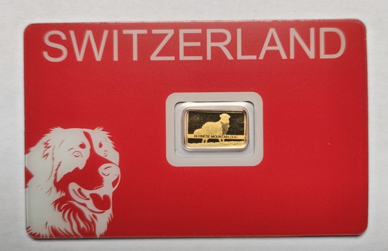 1 Gram Gold Bar Switzerland Bernese Mountain Dog Swiss PAMP