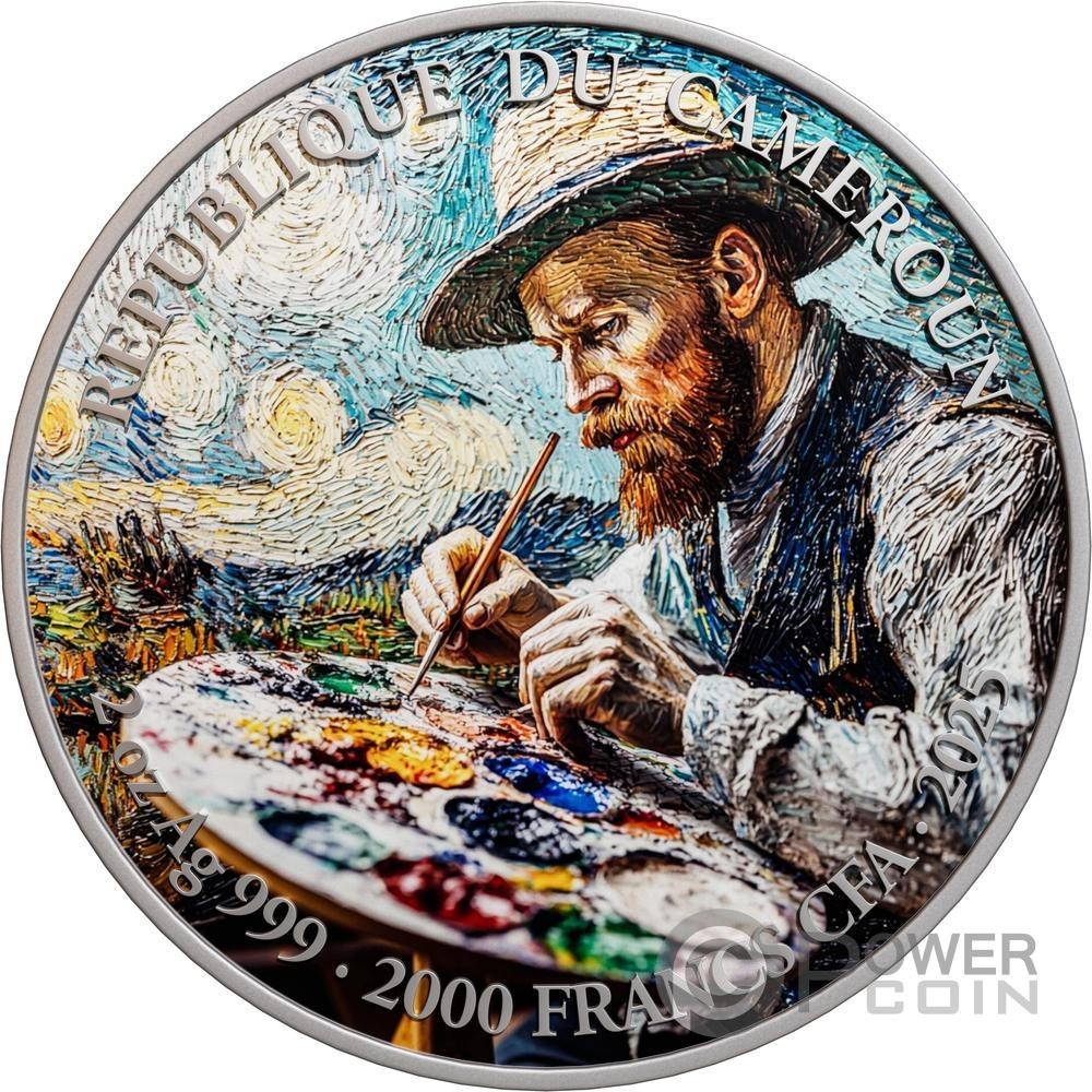 Starry Night 2 oz Silver Coin 2000 Francs Cameroon 2025 - photo 2