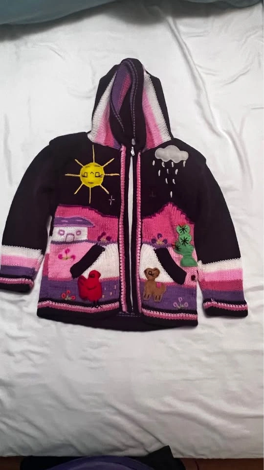 Kids Size 4 Peruvian Handknit Wool Sweater