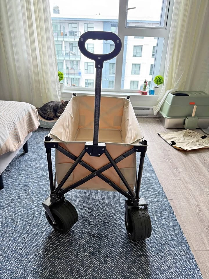 Foldable Utility Wagon - Beige Interior, Black Frame
