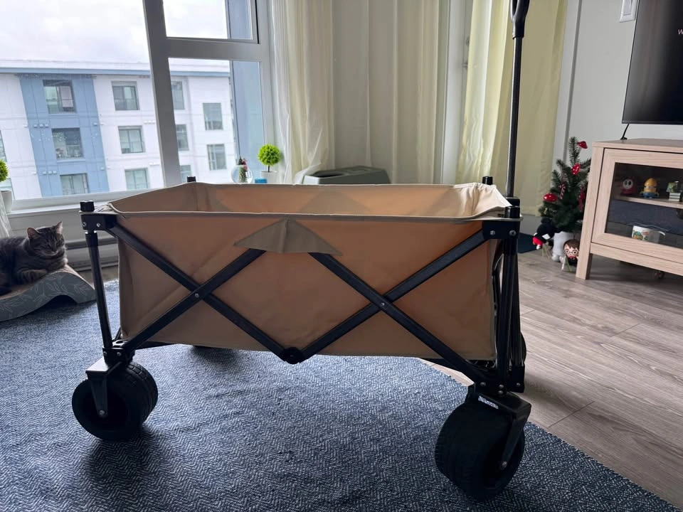 Foldable Utility Wagon - Beige Interior, Black Frame - photo 2