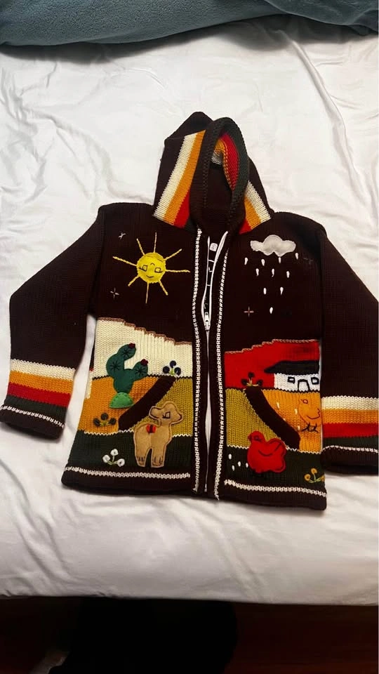 Kids Size 5 Peruvian Handknit Wool Sweater