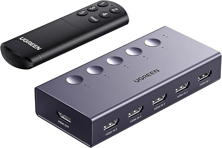 UGREEN 5 in 1 Out HDMI Switch 4K@60Hz CM568 Black w/ Remote