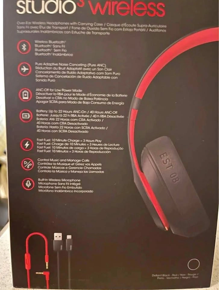 Beats Studio 3 Wireless Headphones Red Black
