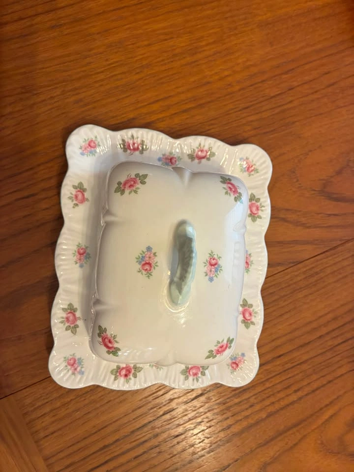 Shelley England Fine Bone China Butter Dish - Rosebud Pattern - photo 5