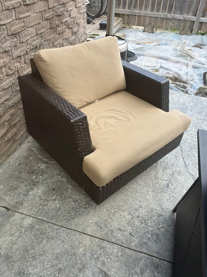 Dark Brown Wicker Patio Set with Sand Cushions - photo 2