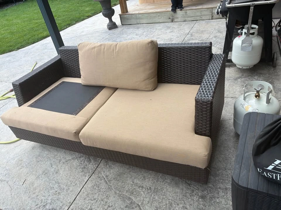 Dark Brown Wicker Patio Set with Sand Cushions - photo 3