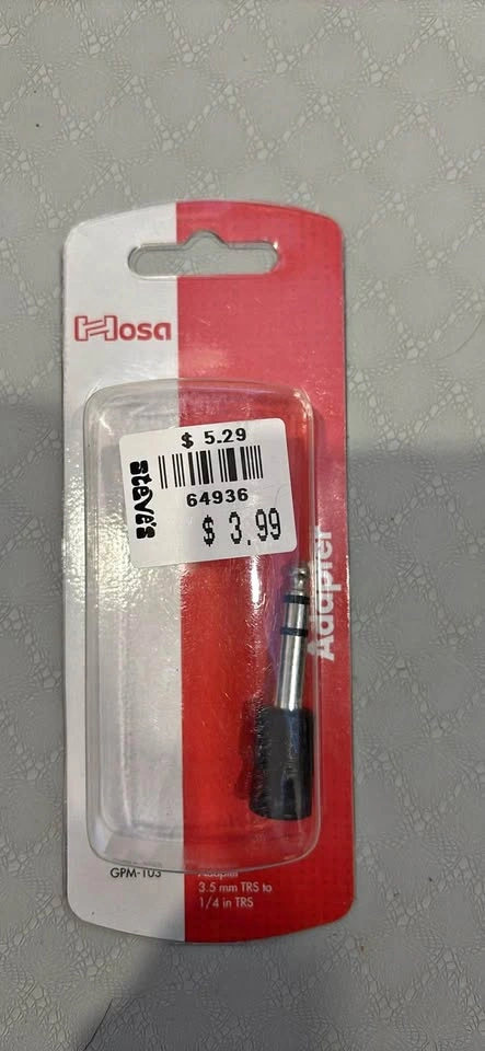 Hosa 3.5mm TRS to 1/4 TRS Adapter