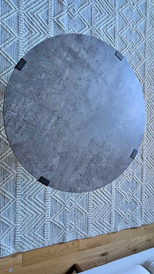 Modern Industrial Round Coffee Table – Dark Concrete / Metal