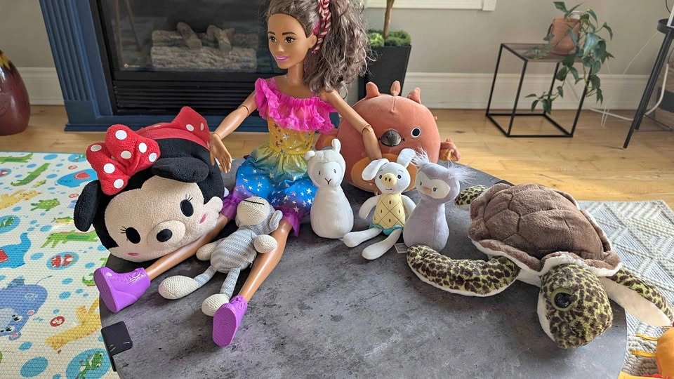 Kids assorted toys including a large Barbie