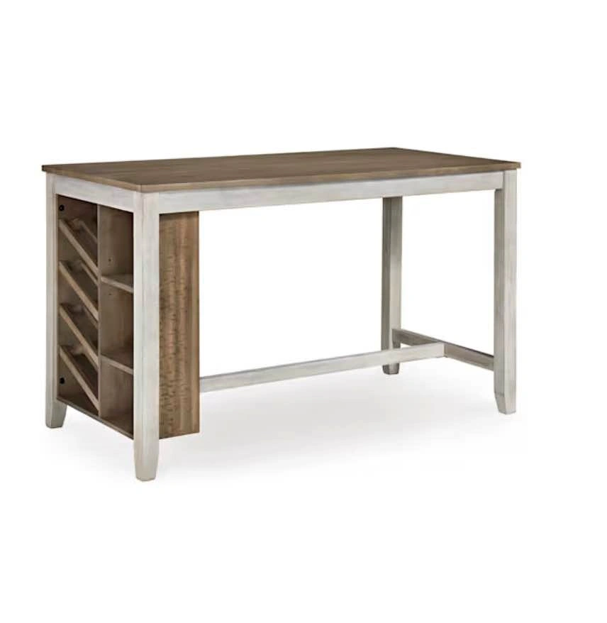 White Counter Height Dining Table with 4 Upholstery Bar Stools