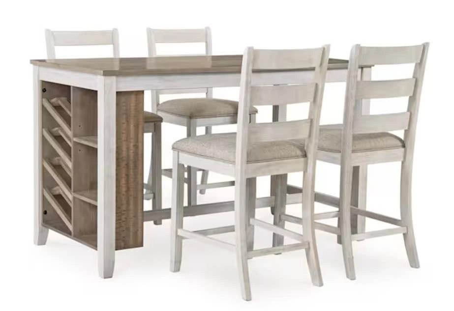 White Counter Height Dining Table with 4 Upholstery Bar Stools - photo 4