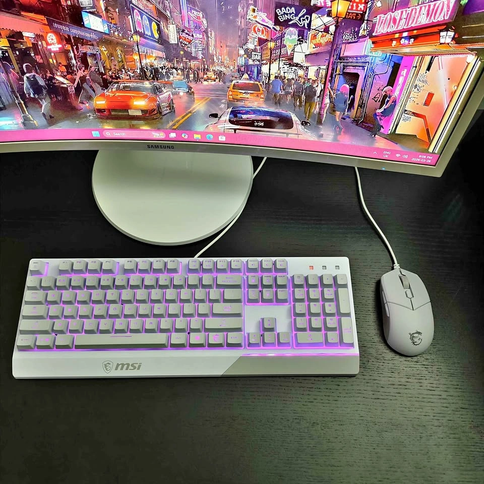 White RGB Gaming Keyboard & Mouse Combo — MSI