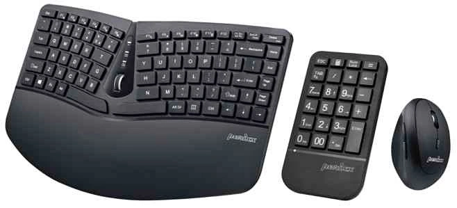 Perixx PERIDUO-606 Wireless Ergonomic Keyboard Mouse Keypad Comb
