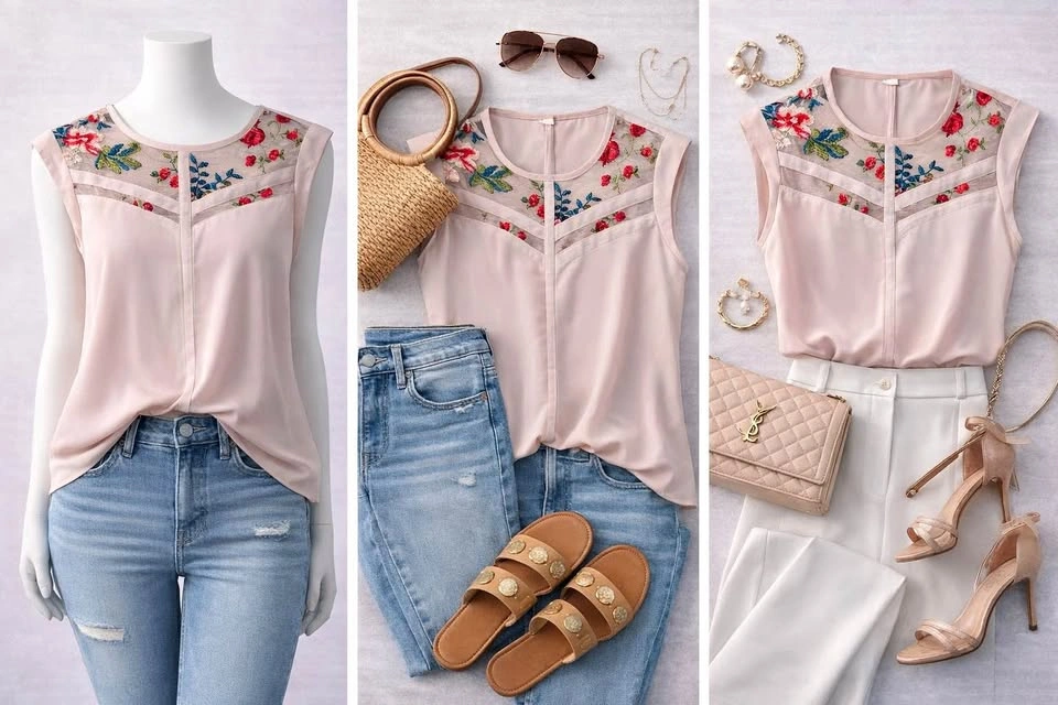 Blush Embroidered Floral Top