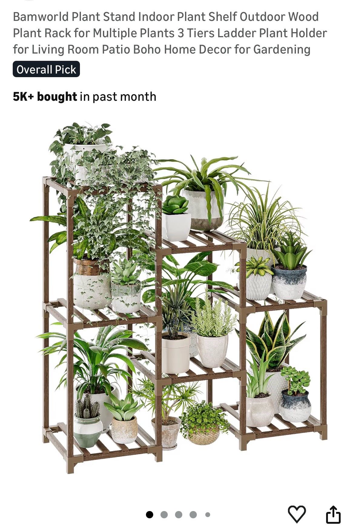 3-Tier Wooden Plant Stand – Indoor/Outdoor Shelf (Bamworld Style - photo 5