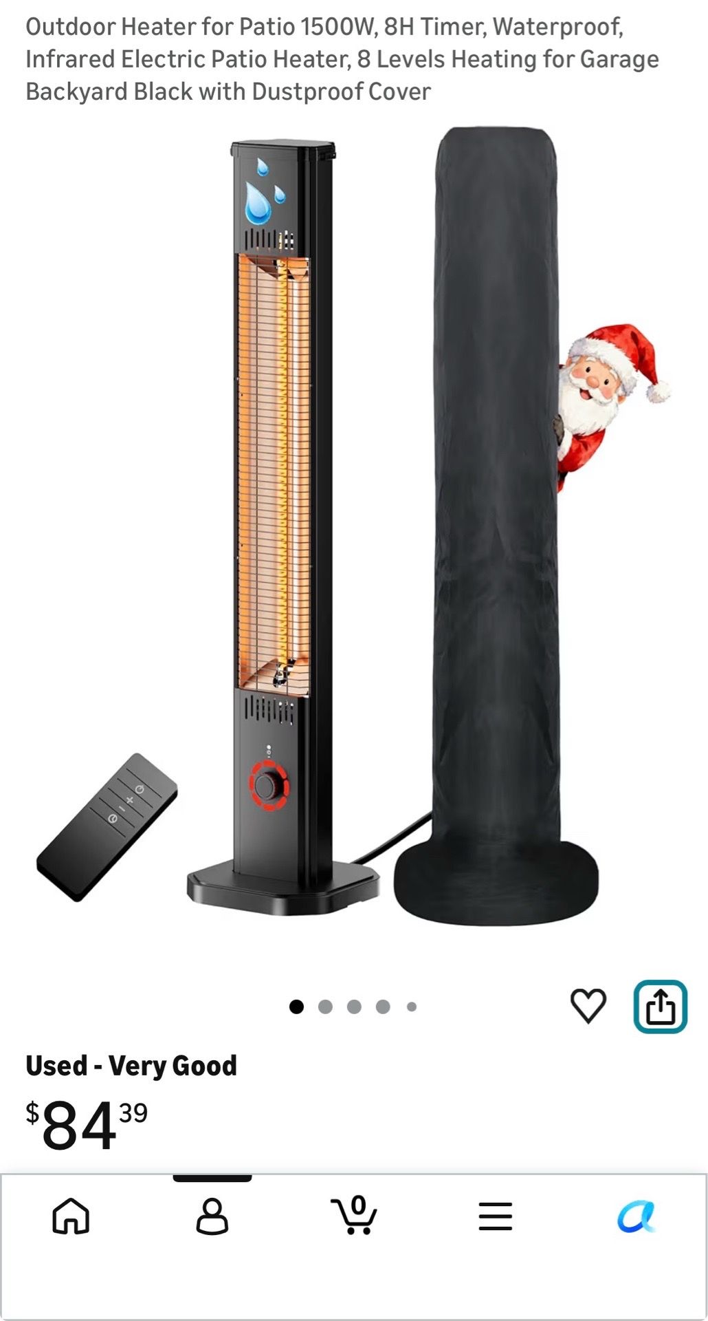 Electric Patio Heater (1500W) w/ Cover - Waterproof - photo 2