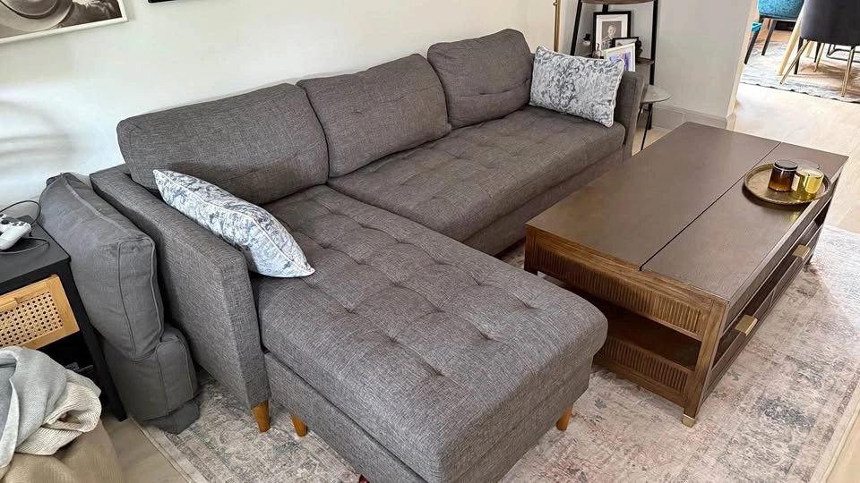 Gray 86" Wide Reversible Sofa and Chaise