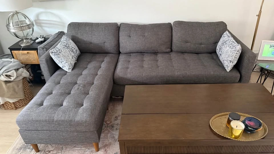 Gray 86" Wide Reversible Sofa and Chaise - photo 2