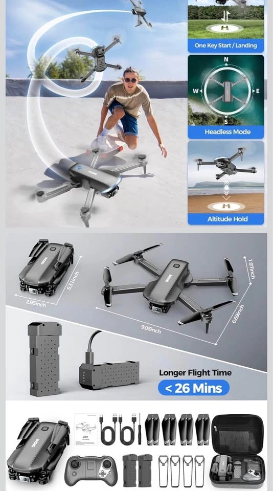 JY017 1080P Foldable Drone for Beginners w/ Camera - photo 2