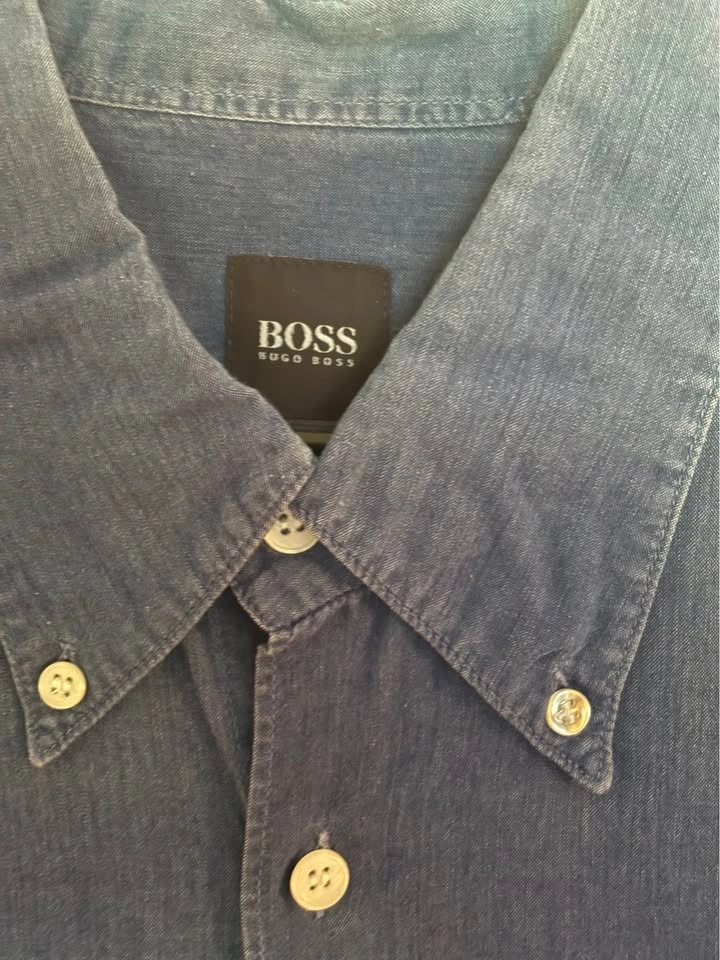 Vintage Hugo Boss Short Sleeve Button-Down Shirt – Slate Blue. S - photo 2