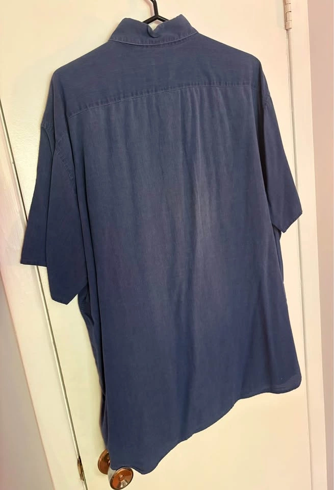 Vintage Hugo Boss Short Sleeve Button-Down Shirt – Slate Blue. S - photo 3
