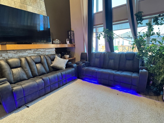 Dual Power Reclining Stain Resistant Loveseat Couch