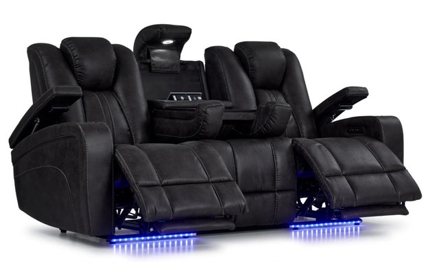 Dual Power Reclining Stain Resistant Loveseat Couch - photo 2