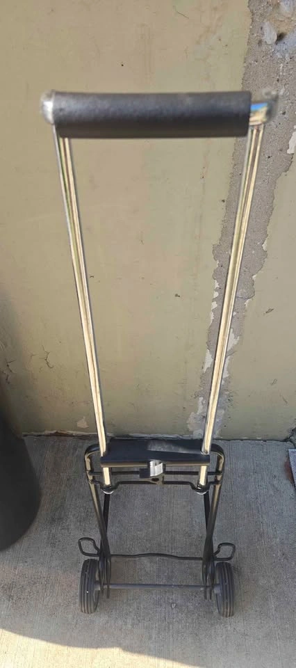 Folding Luggage Cart - Black Steel Frame, Chrome Handle - photo 2