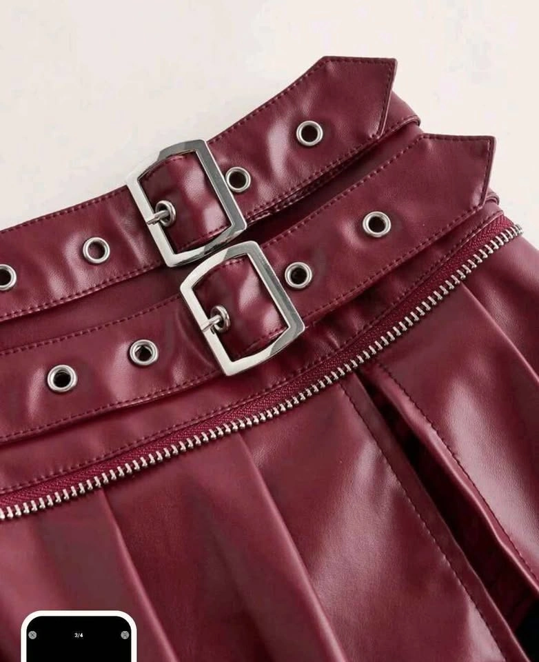 Burgundy Faux Leather Skirt - Size 4 Small - photo 2