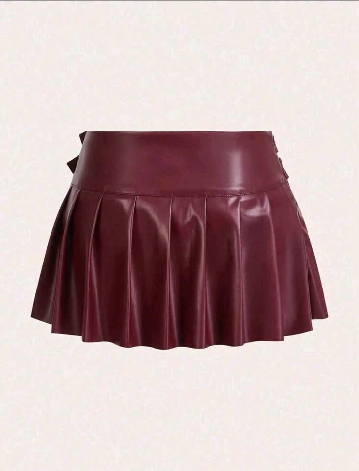 Burgundy Faux Leather Skirt - Size 4 Small - photo 3