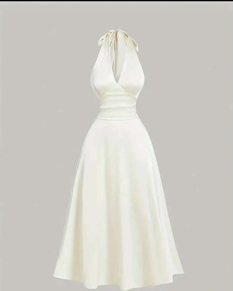Satin Apricot Halter Dress - New, Size Medium