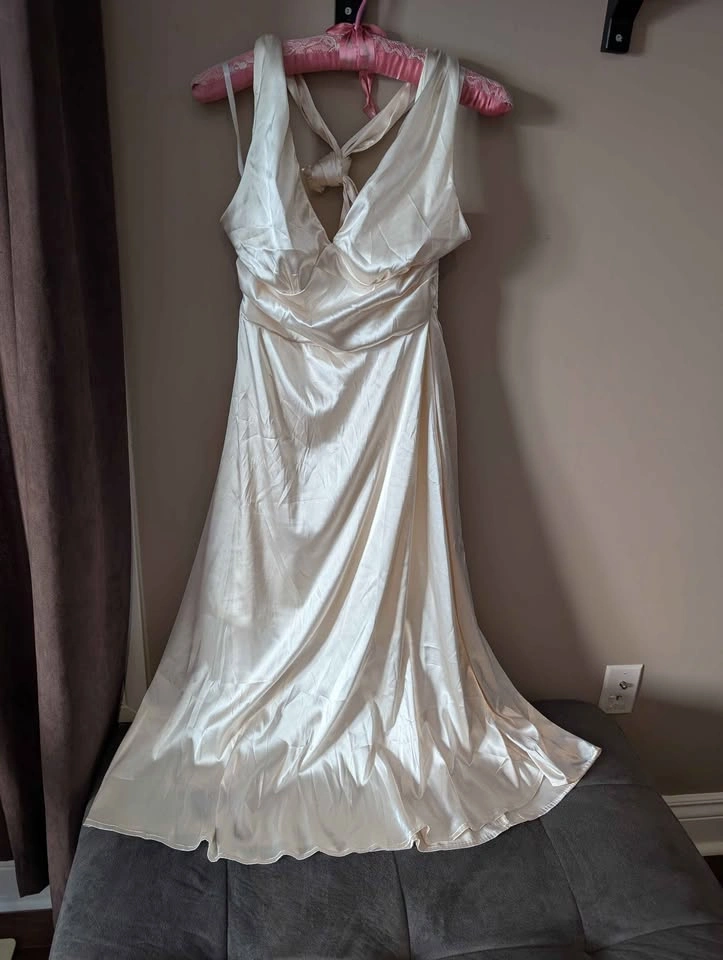 Satin Apricot Halter Dress - New, Size Medium - photo 2
