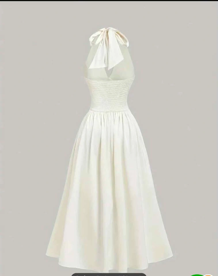 Satin Apricot Halter Dress - New, Size Medium - photo 4