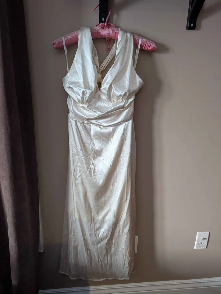 Satin Apricot Halter Dress - New, Size Medium - photo 5