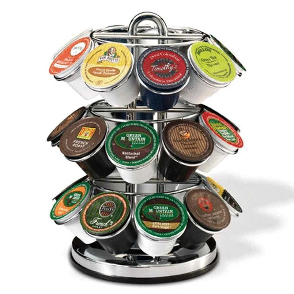 Keurig K-Cup Carousel Holder | 27 Pod Rotating Tower | Chrome |