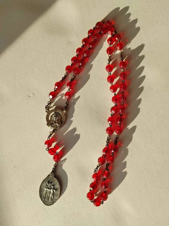 Vintage Rosary with red beads