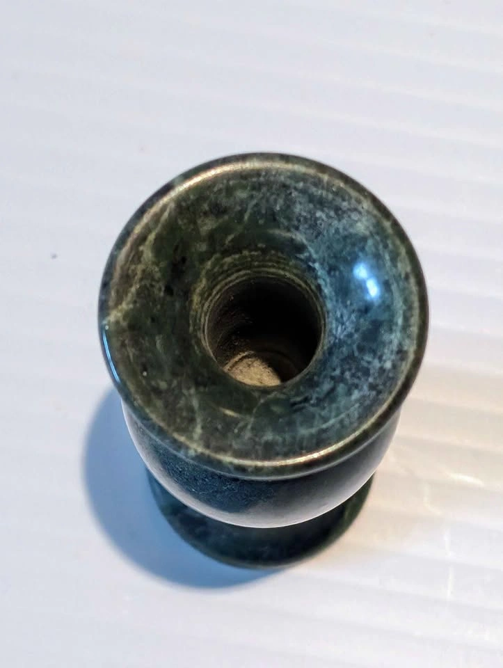 MCM Collectible Mini Vase (5" x 1") Solid Green Carved Stone - photo 3