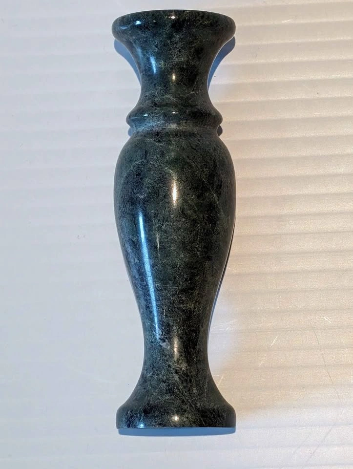 MCM Collectible Mini Vase (5" x 1") Solid Green Carved Stone - photo 4