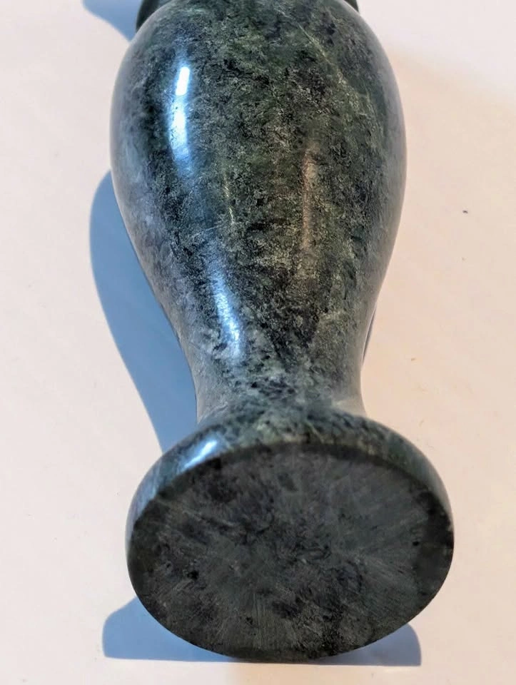 MCM Collectible Mini Vase (5" x 1") Solid Green Carved Stone - photo 5