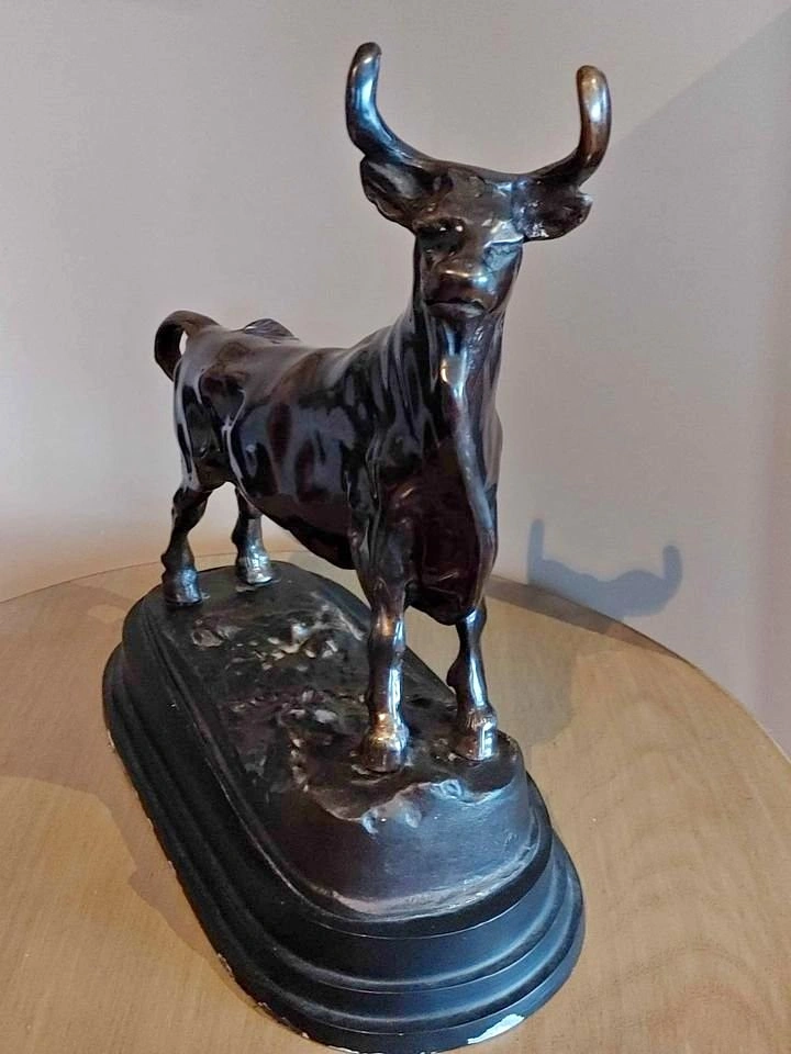 Patinated Bronze Statue of Bull