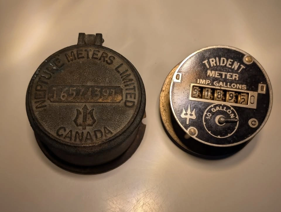 Antique Neptune Trident Water Meter Register - Brass/Bronze