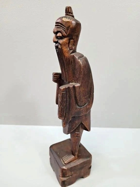 Carved Wooden Sculpture - Asian Wiseman