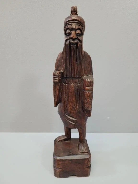 Carved Wooden Sculpture - Asian Wiseman - photo 3