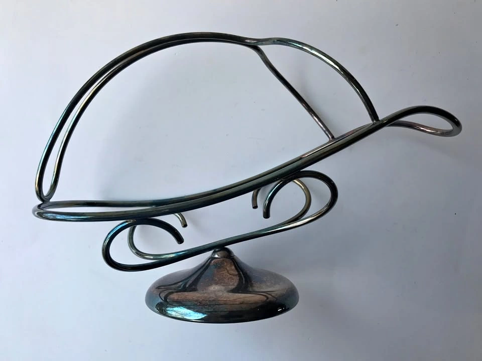 Patinated Silver Plate Wine Basket