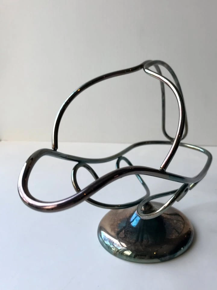 Patinated Silver Plate Wine Basket - photo 3