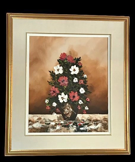 LIQUIDATION! Philippe Rhéaume, IAC, Oil on Canvas - Red Flowers